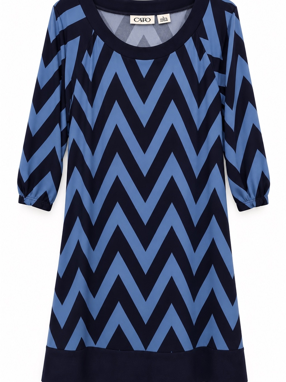 Cato Navy and Light Blue Chevron Midi Dress